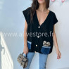 Gilet Lucia avec poches jean et léopard – ALIVE STORE