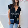 Gilet Lucia avec poches jean et léopard – ALIVE STORE