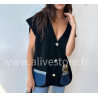 Gilet Lucia avec poches jean et léopard – ALIVE STORE