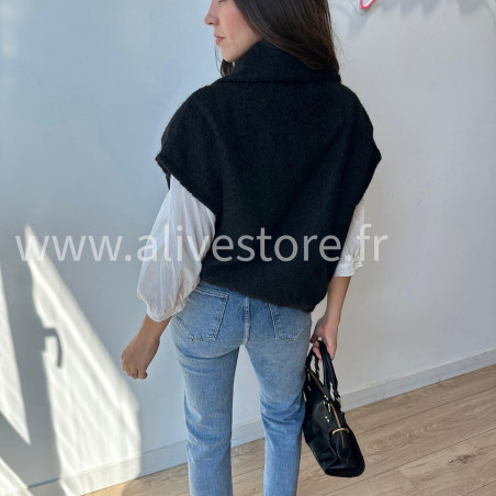 Gilet Alessia sans manches – taupe ou noir – ALIVE STORE