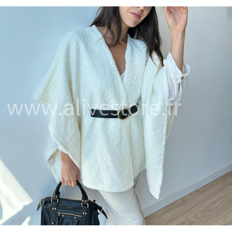 Cape Giuliana femme avec ceinture – Blanc, Marron, Noir – ALIVE STORE