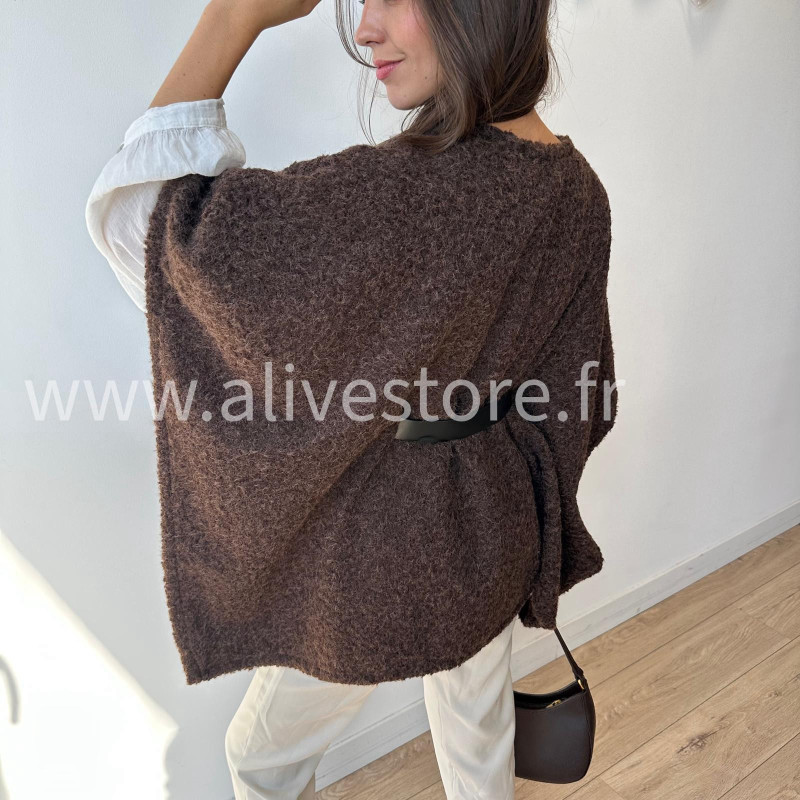 Cape Giuliana femme avec ceinture – Blanc, Marron, Noir – ALIVE STORE