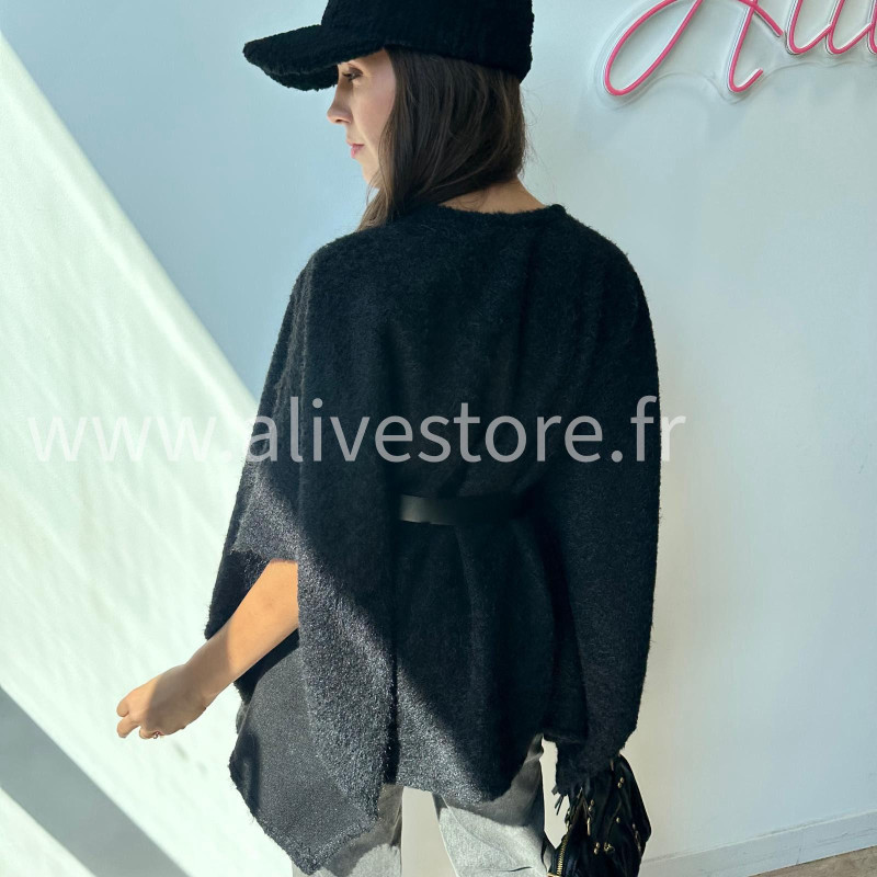 Cape Giuliana femme avec ceinture – Blanc, Marron, Noir – ALIVE STORE