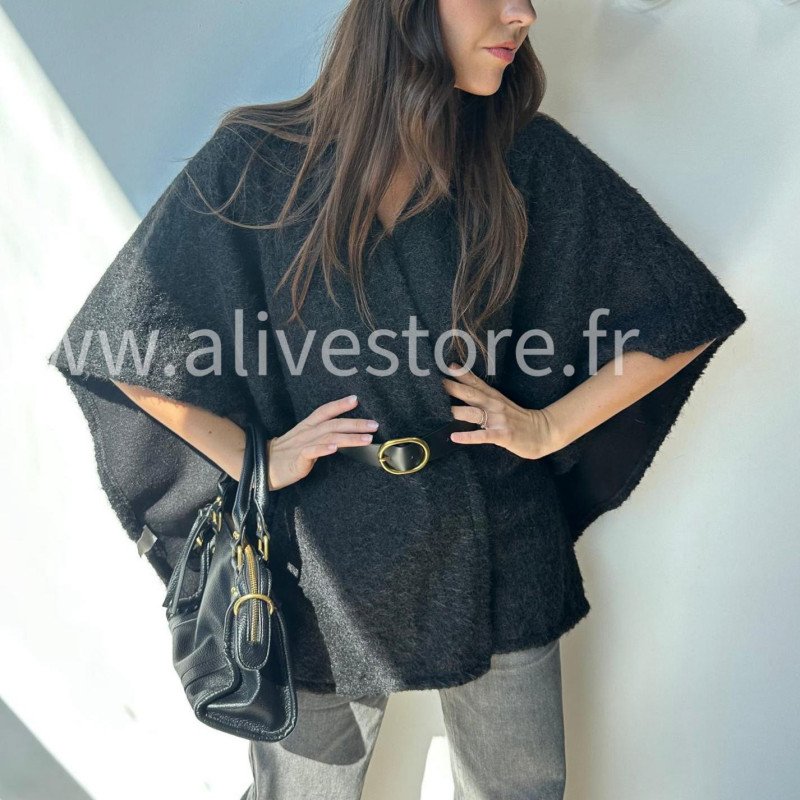 Cape Giuliana femme avec ceinture – Blanc, Marron, Noir – ALIVE STORE