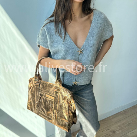 Sac Lorena moyen format 35x30 cm – Bronze, Doré ou Noir – ALIVE STORE