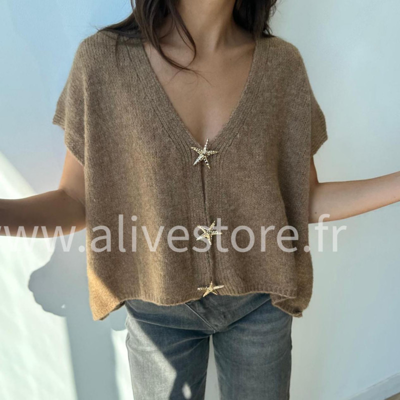 Top Stella sans manches avec boutons étoiles – ALIVE STORE