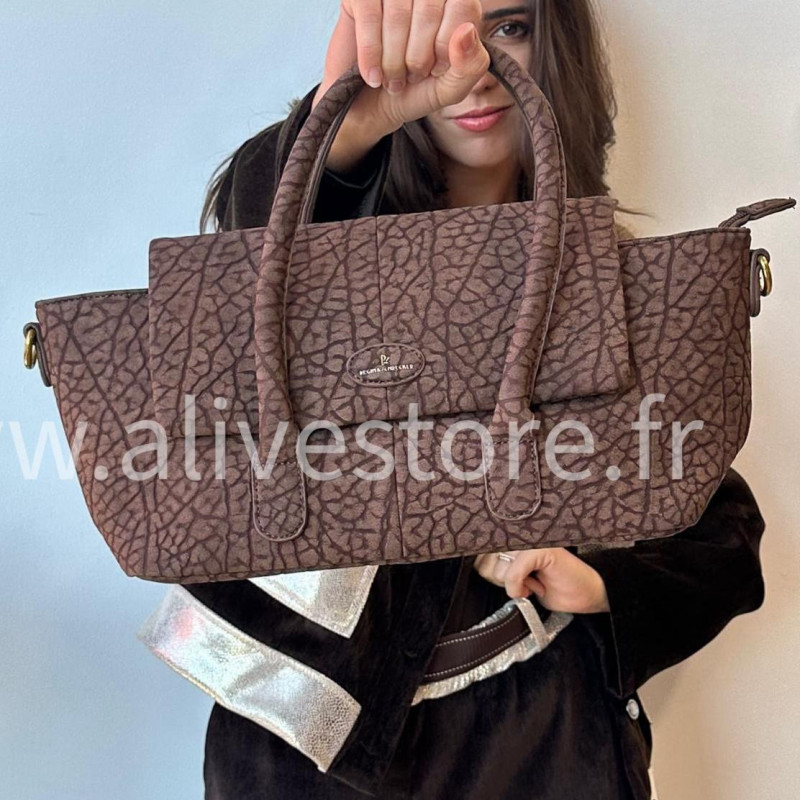 Sac Nora structuré avec bandoulière – marron ou camel – ALIVE STORE