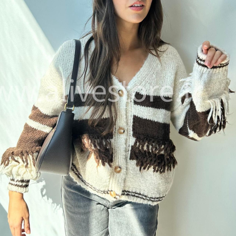 Pull Maya à franges et rayures – Made in Italie – ALIVE STORE