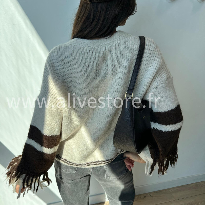 Pull Maya à franges et rayures – Made in Italie – ALIVE STORE