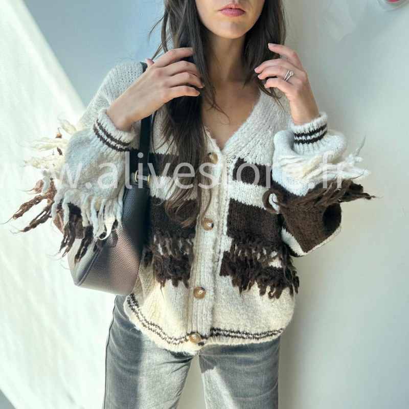 Pull Maya à franges et rayures – Made in Italie – ALIVE STORE