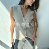 Top Lilou sans manches avec boutons dorés – ALIVE STORE