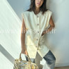 Gilet long sans manches Camilla – Boutons bijou made in Italie | ALIVE STORE