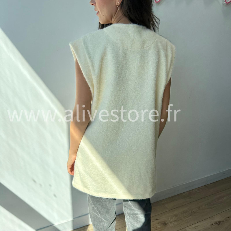 Gilet long sans manches Camilla – Boutons bijou made in Italie | ALIVE STORE