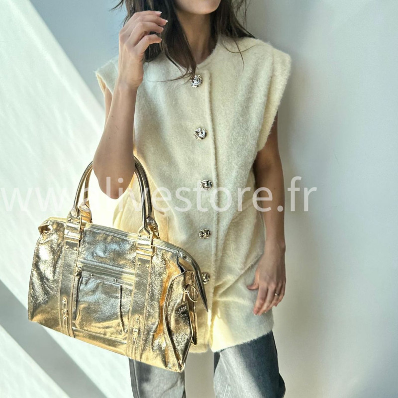 Gilet long sans manches Camilla – Boutons bijou made in Italie | ALIVE STORE