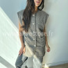 Gilet long sans manches Camilla – Boutons bijou made in Italie | ALIVE STORE