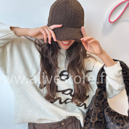 Casquette hiver effet moumoute Léa – beige, marron ou noir – Alive Store