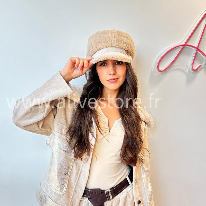 Casquette hiver effet moumoute Léa – beige, marron ou noir – Alive Store