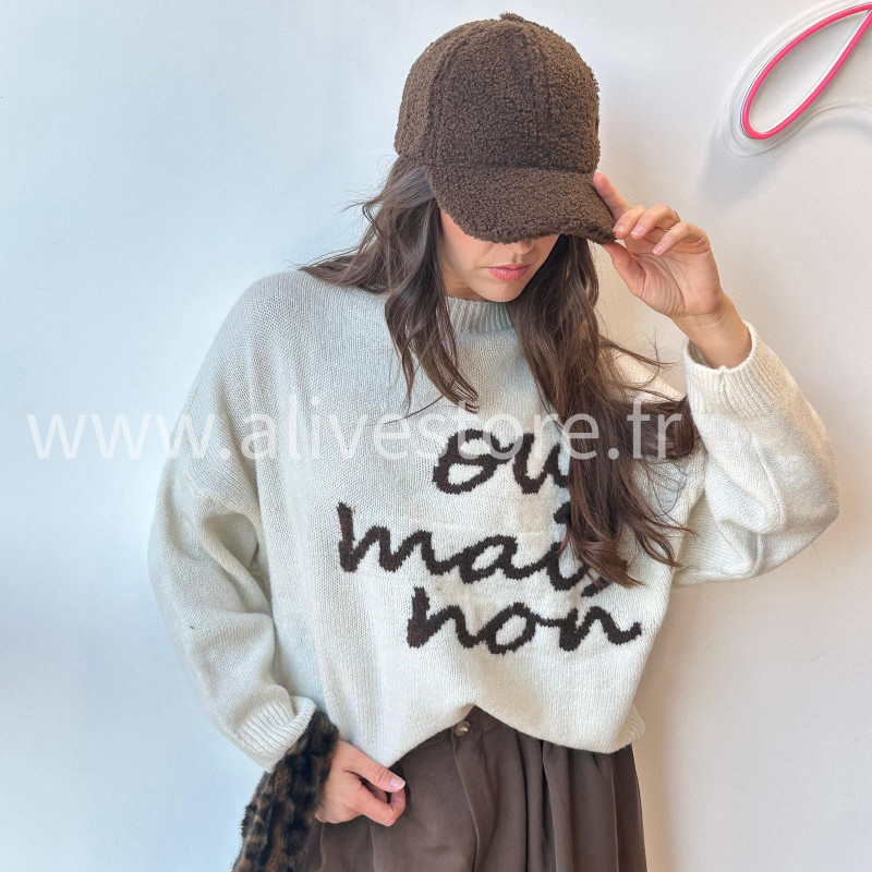 Casquette hiver effet moumoute Léa – beige, marron ou noir – Alive Store