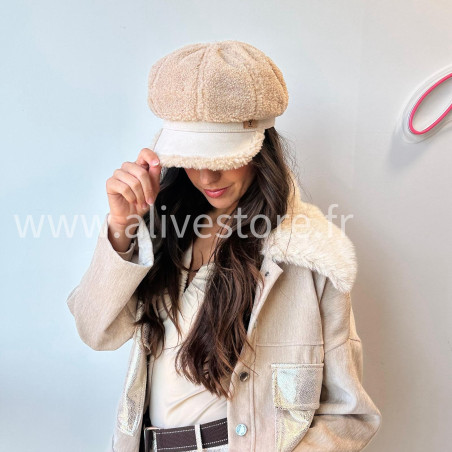 Casquette hiver effet moumoute Léa – beige, marron ou noir – Alive Store