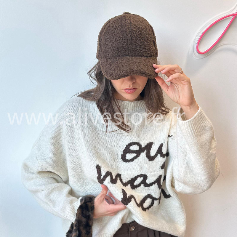 Casquette hiver effet moumoute Léa – beige, marron ou noir – Alive Store