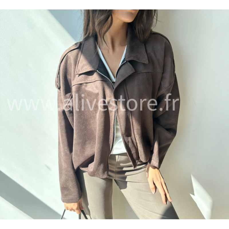 Veste courte Sandra – marron ou noir – Alive Store