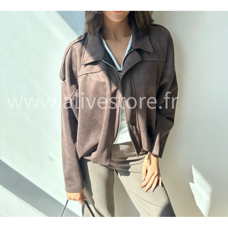 Veste courte Sandra – marron ou noir – Alive Store