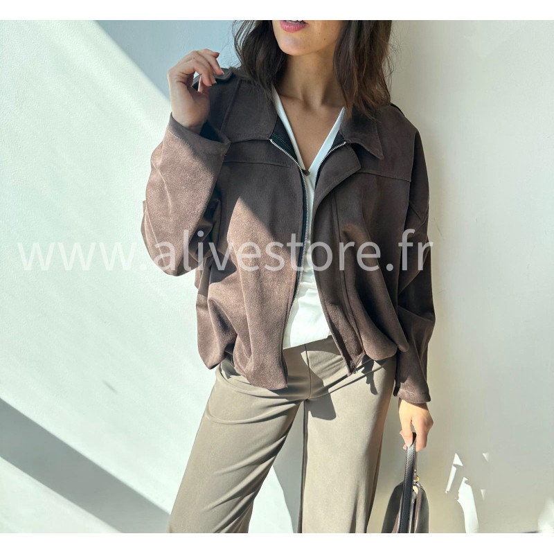 Veste courte Sandra – marron ou noir – Alive Store