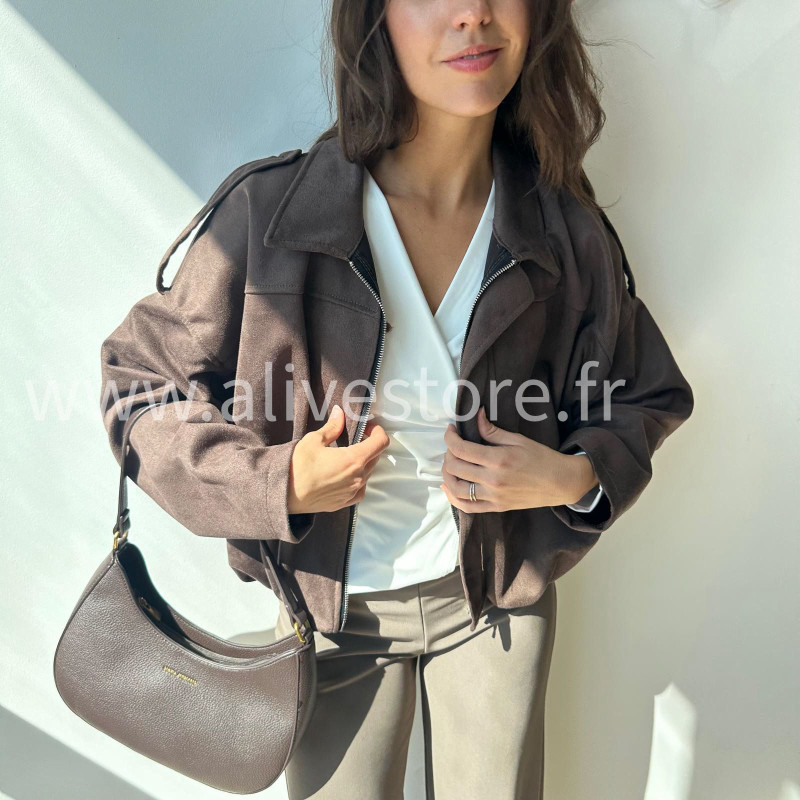 Veste courte Sandra – marron ou noir – Alive Store