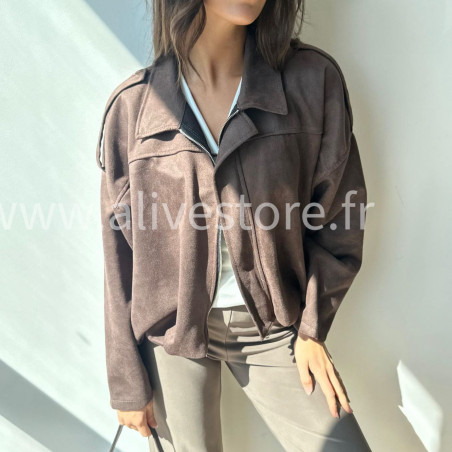 Veste courte Sandra – marron ou noir – Alive Store