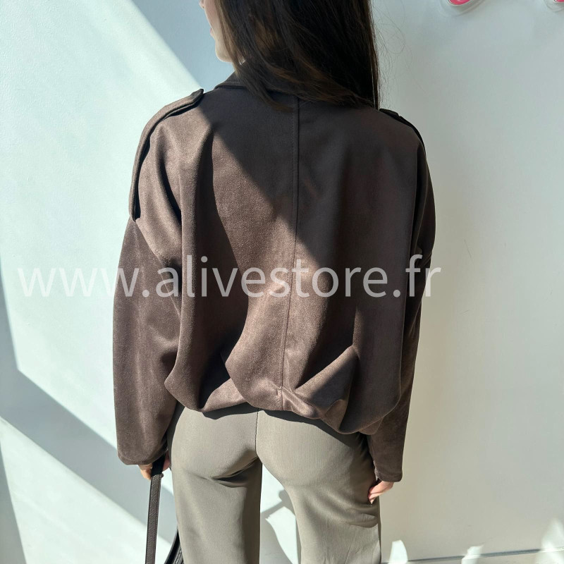 Veste courte Sandra – marron ou noir – Alive Store