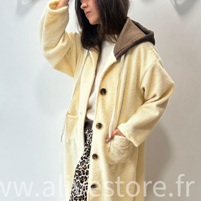 MANTEAU ANITA AVEC CAPUCHE MARRON – ALIVE STORE