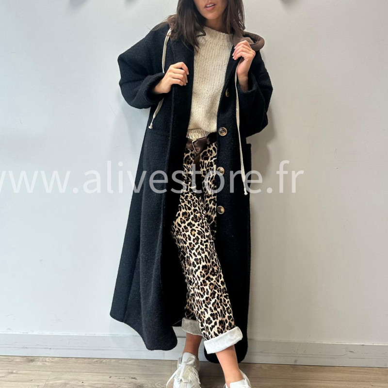 MANTEAU ANITA AVEC CAPUCHE MARRON – ALIVE STORE