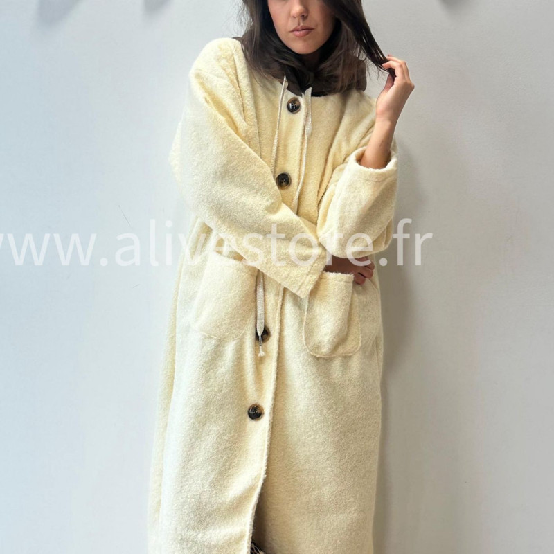 MANTEAU ANITA AVEC CAPUCHE MARRON – ALIVE STORE