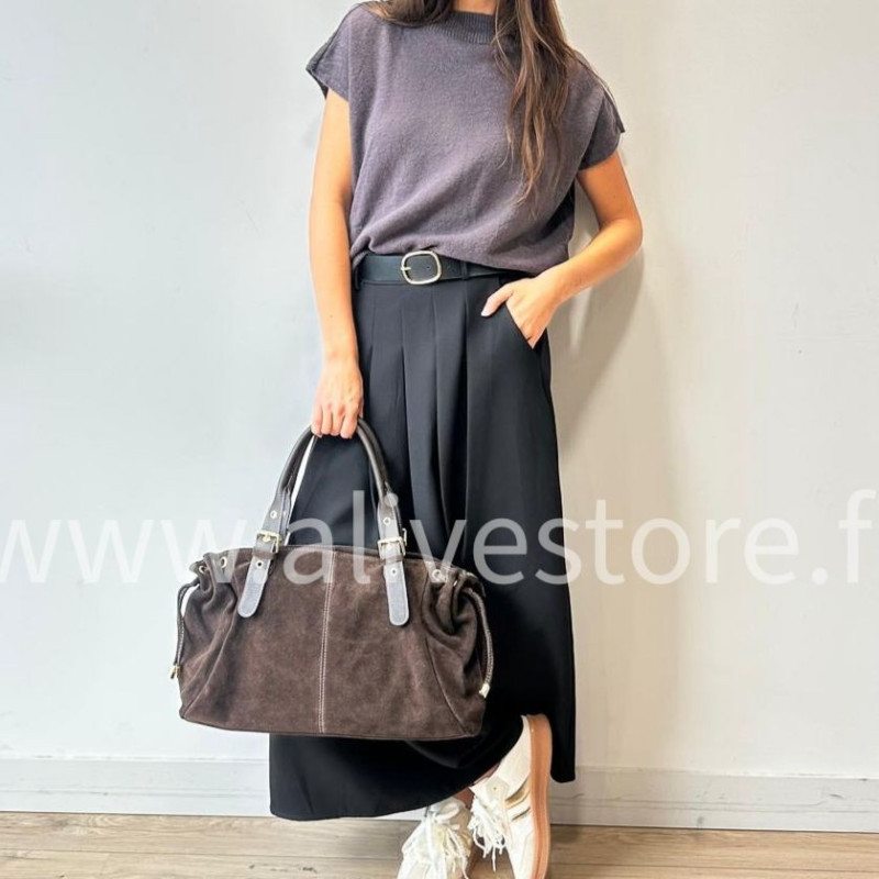 JUPE LONGUE MAYA AVEC CEINTURE NOIRE – ALIVE STORE