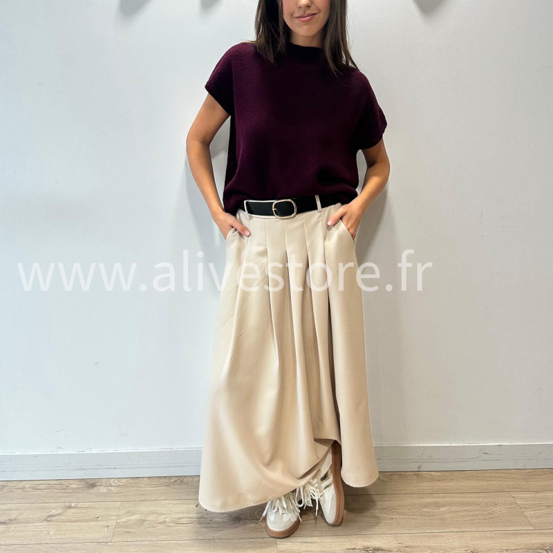 JUPE LONGUE MAYA AVEC CEINTURE NOIRE – ALIVE STORE