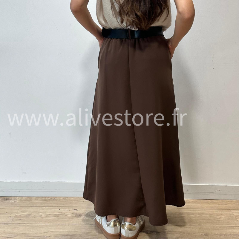 JUPE LONGUE MAYA AVEC CEINTURE NOIRE – ALIVE STORE