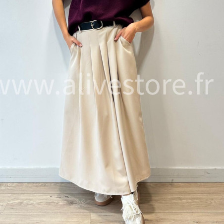 JUPE LONGUE MAYA AVEC CEINTURE NOIRE – ALIVE STORE