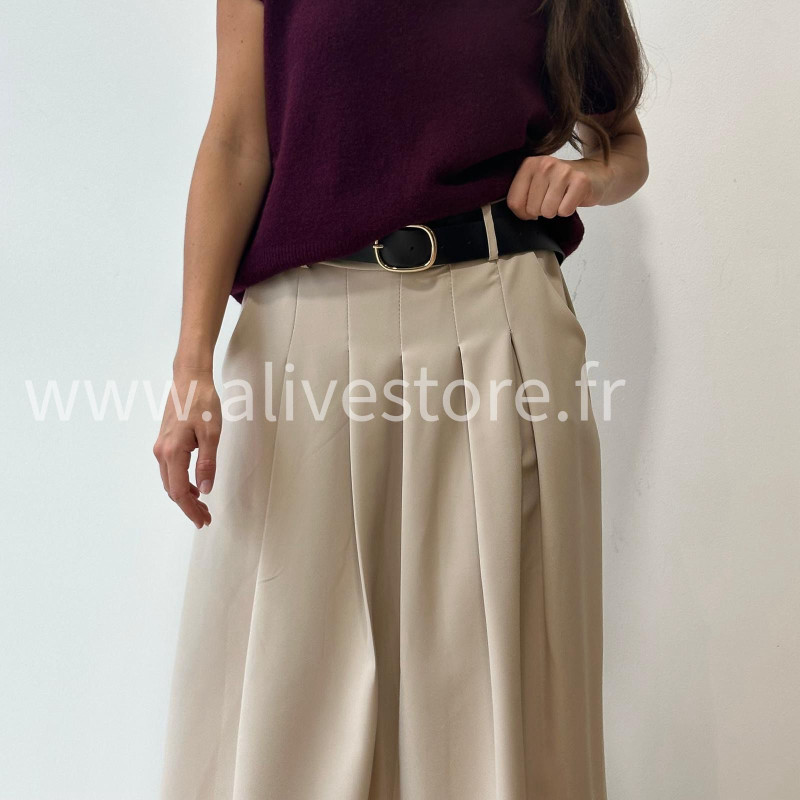 JUPE LONGUE MAYA AVEC CEINTURE NOIRE – ALIVE STORE