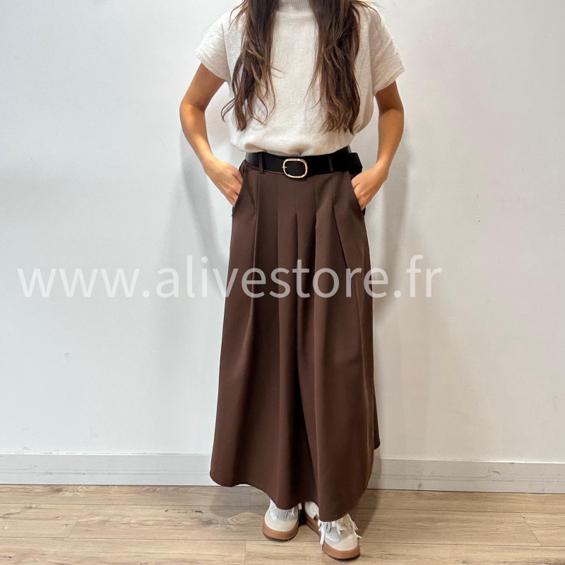 JUPE LONGUE MAYA AVEC CEINTURE NOIRE – ALIVE STORE