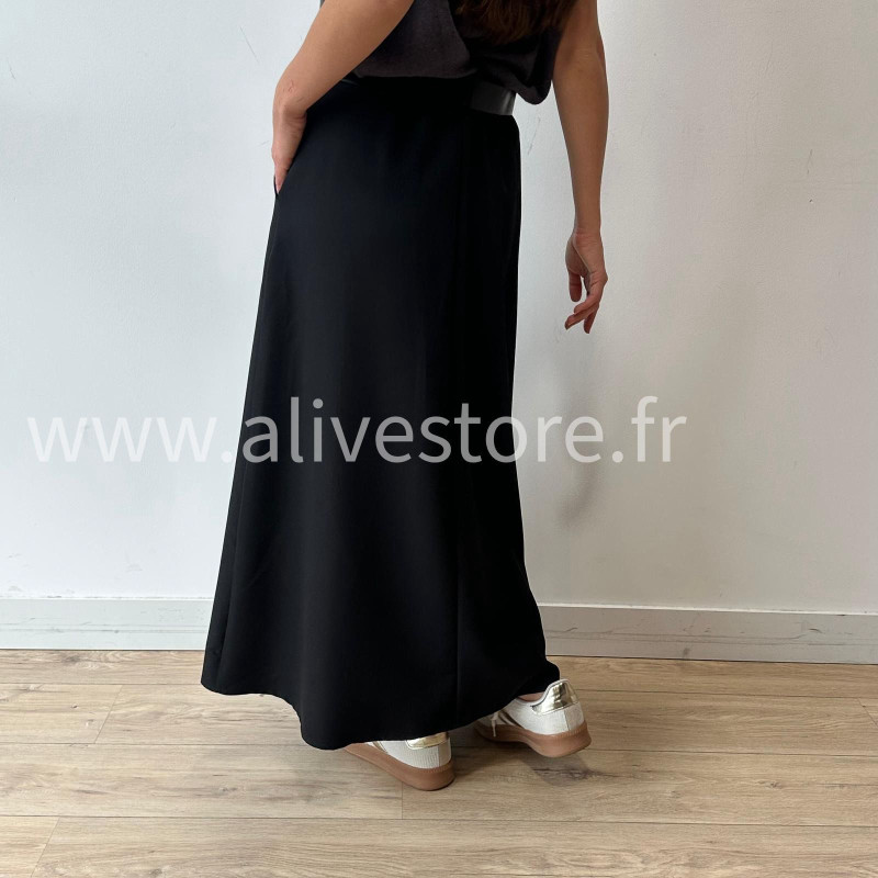 JUPE LONGUE MAYA AVEC CEINTURE NOIRE – ALIVE STORE