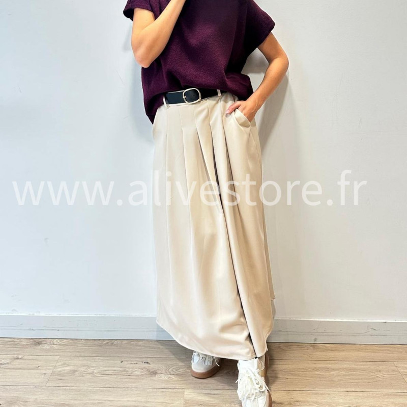 JUPE LONGUE MAYA AVEC CEINTURE NOIRE – ALIVE STORE