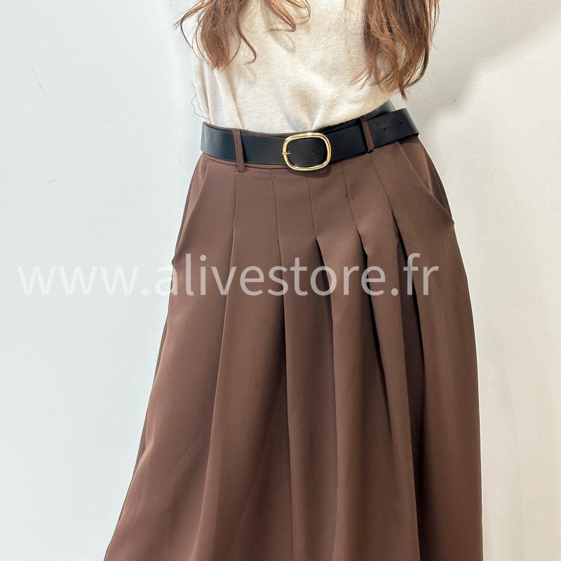 JUPE LONGUE MAYA AVEC CEINTURE NOIRE – ALIVE STORE