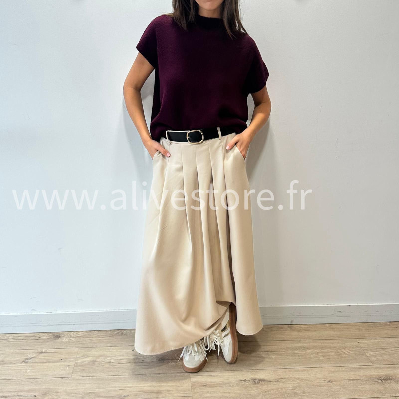 JUPE LONGUE MAYA AVEC CEINTURE NOIRE – ALIVE STORE