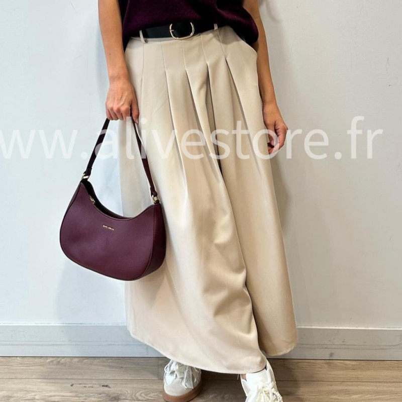 JUPE LONGUE MAYA AVEC CEINTURE NOIRE – ALIVE STORE