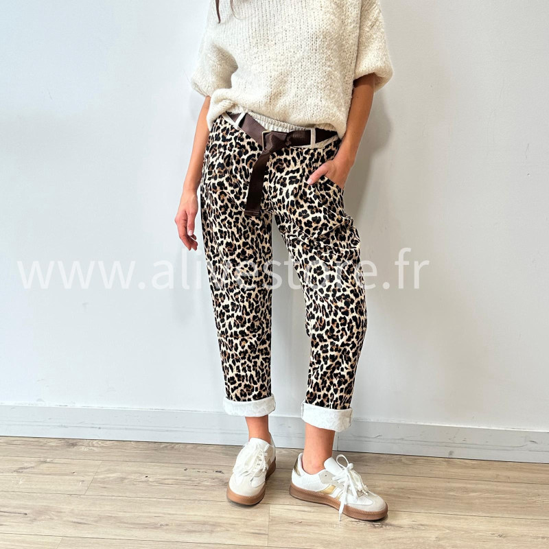 PANTALON LÉOPARD MAYA AVEC CEINTURE – ALIVE STORE