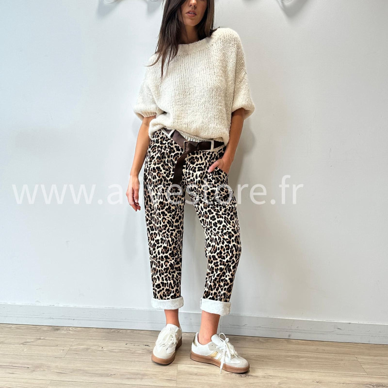 PANTALON LÉOPARD MAYA AVEC CEINTURE – ALIVE STORE