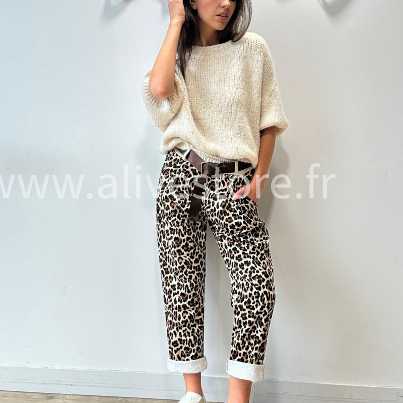 PANTALON LÉOPARD MAYA AVEC CEINTURE – ALIVE STORE