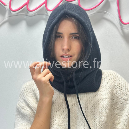 CAGOULE LÉA EN MAILLE TAUPE – ALIVE STORE