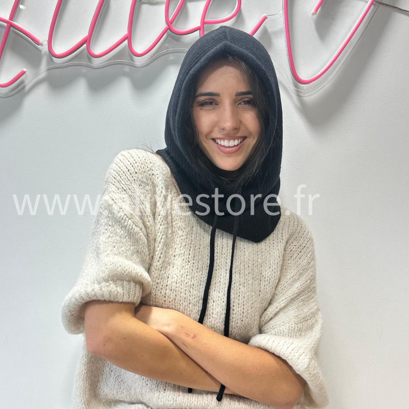 CAGOULE LÉA EN MAILLE TAUPE – ALIVE STORE