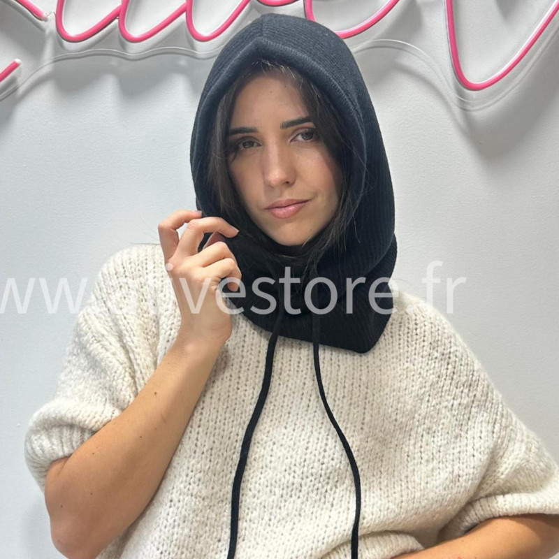 CAGOULE LÉA EN MAILLE TAUPE – ALIVE STORE